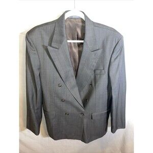 Haggar Imperial Suit Jacket Men’s Size 40R Gray 6 Button Double Breasted